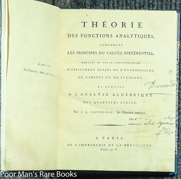 Theorie Des Fonctions Analytiques Contenant Les Principes Du Calcul Differentiel Degages De Toute Consideration Dinfiniment Petits Ou - 